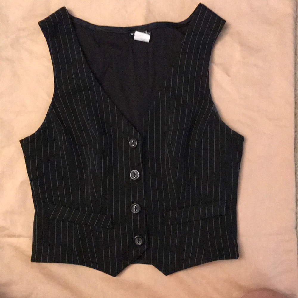 Black and White Pin Striped Vest